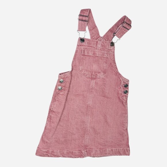 Girls Pink Denim Overall Dress Adjustable Straps Front Pocket Jumper New Size 4T - Picture 3 of 8